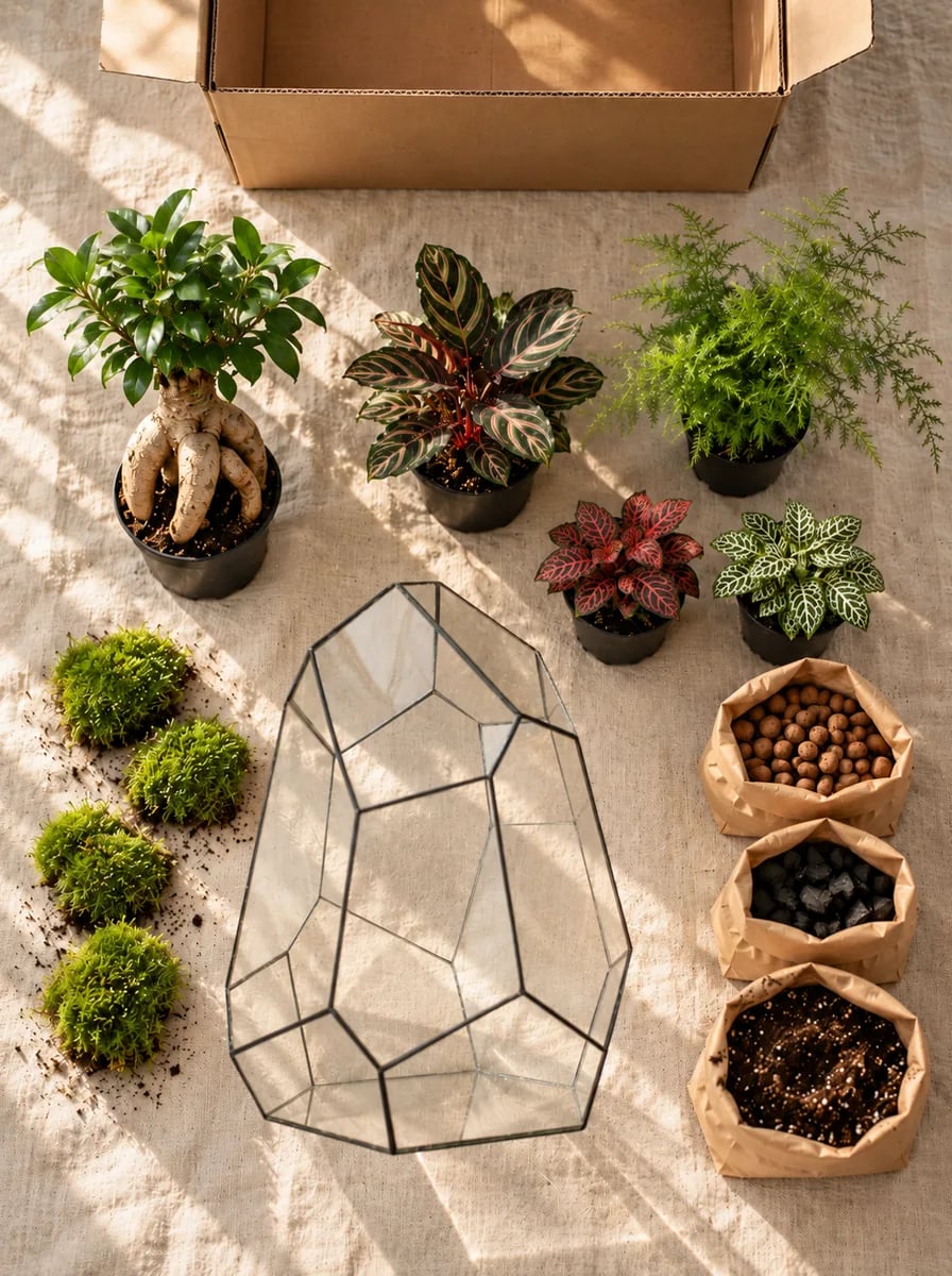 El vidrio, las plantas, el musgo: no falta nada