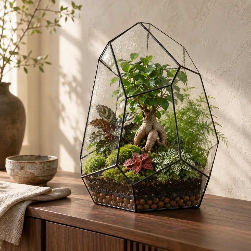 Kit terrario geométrico Prisme bonsái, vidrio hecho a mano en Europa — Small Eden