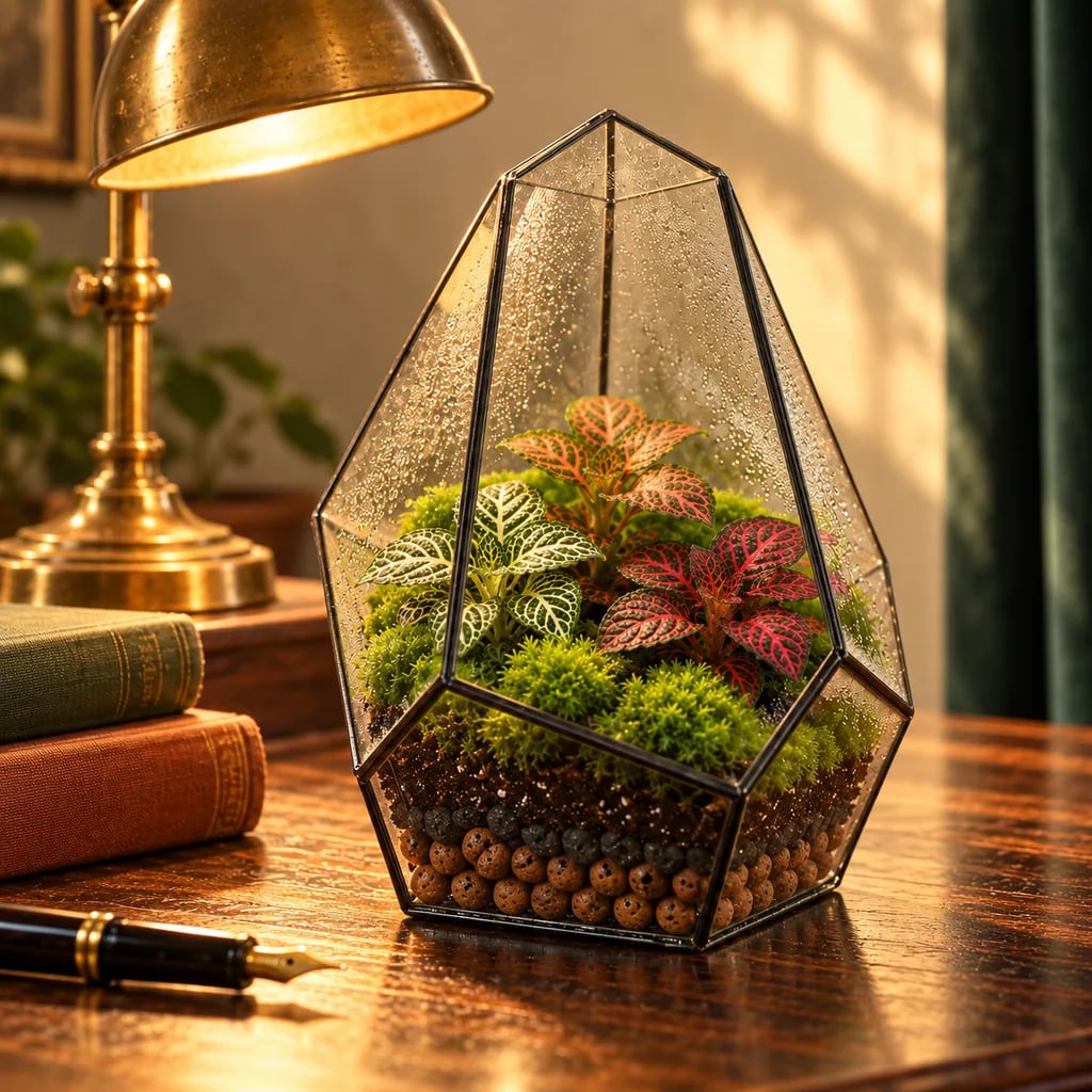 Kit terrario geométrico Prisme esmeralda, vidrio hecho a mano en Europa — Small Eden
